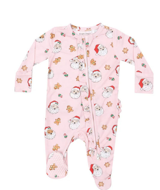 Angel Dear - Vintage Santas Pink Ruffle Footie