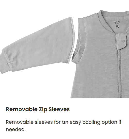Nest Designs - Bamboo Jersey Long Sleeve Sleep Bag - 1.0 TOG