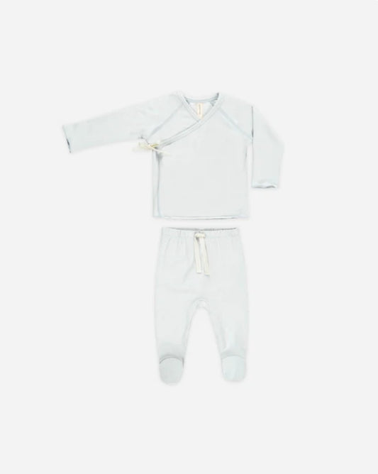 Quincy Mae - Wrap Top + Footed Pant Set || Fog