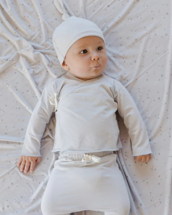 Quincy Mae - Wrap Top + Footed Pant Set || Fog