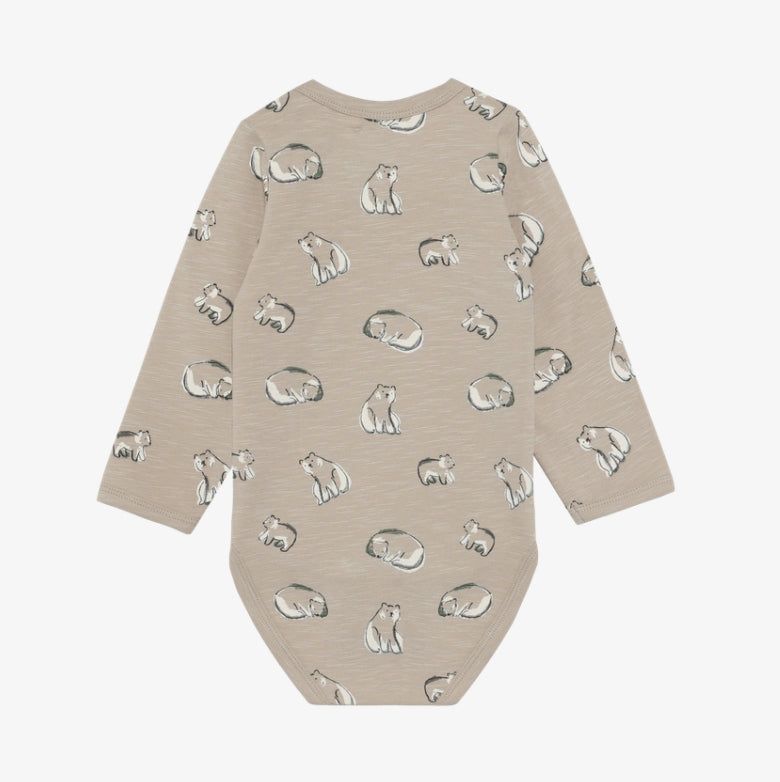 Minymo - Polar Bears Long Sleeve Bodysuit (Feather Gray)