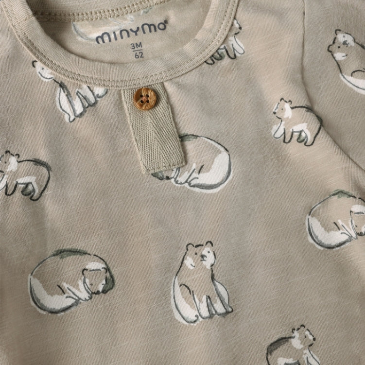 Minymo - Polar Bears Long Sleeve Bodysuit (Feather Gray)