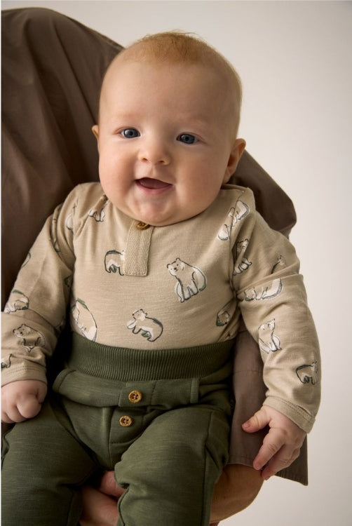 Minymo - Polar Bears Long Sleeve Bodysuit (Feather Gray)