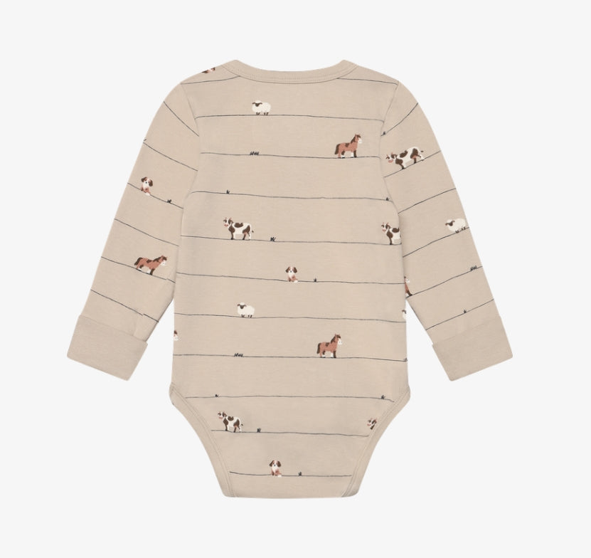 Minymo - Farm Long Sleeve Bodysuit (Feather Gray)