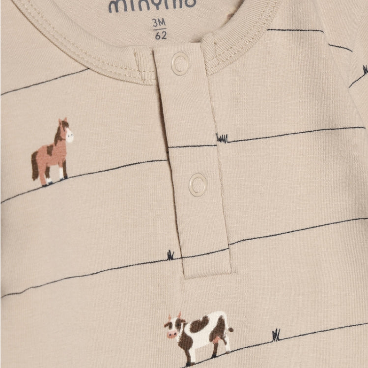Minymo - Farm Long Sleeve Bodysuit (Feather Gray)