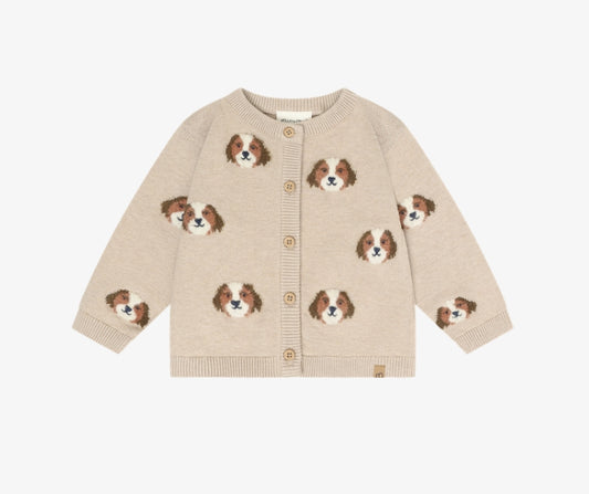 Minymo - Dogs Knit Cardigan (Beige Melange)