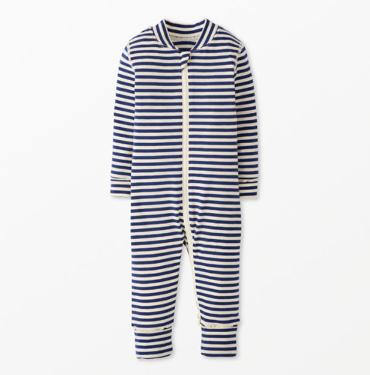 Hanna Andersson - Navy/Ecru - 2-Way Zip Sleeper in Hannasoft