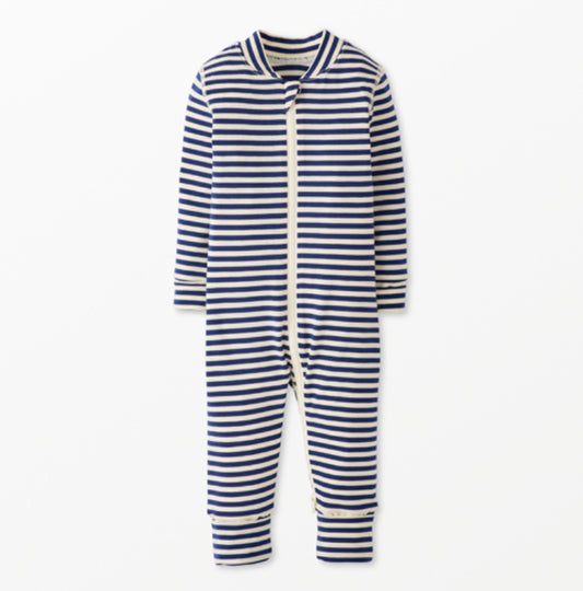 Hanna Andersson - Navy/Ecru - 2-Way Zip Sleeper in Hannasoft