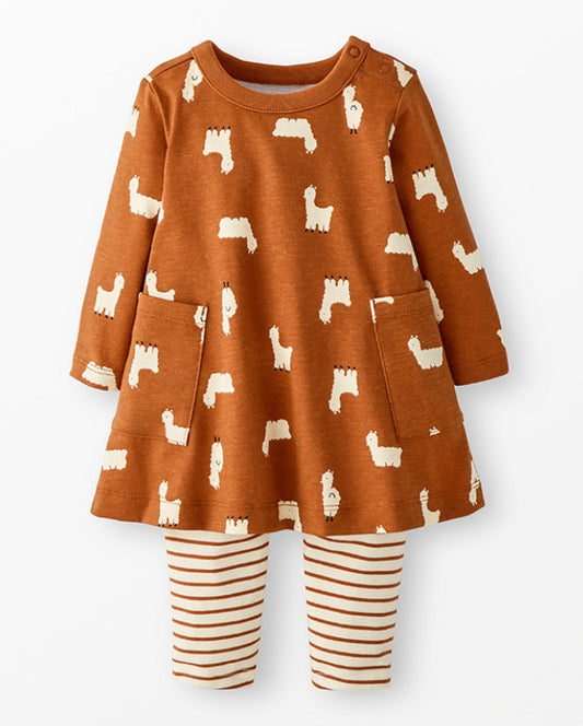 Hanna Andersson - Baby Long Sleeve Pocket Dress & Legging Set - Llama