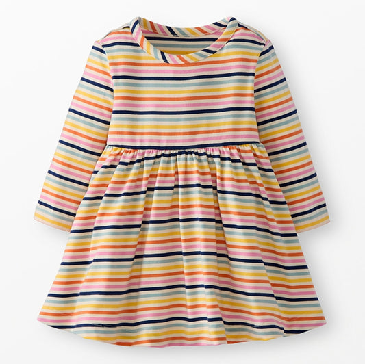 Hanna Andersson - Multi Stripe - LS Playtime Dress in Hannasoft