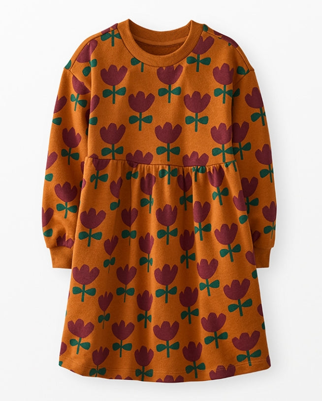 Hanna Andersson - Tulips Long Sleeve French Terry Dress w/ Pockets