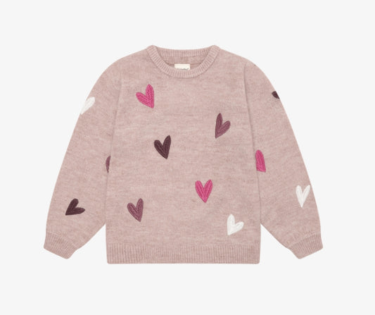Minymo - Hearts Knit Pullover (Fawn)