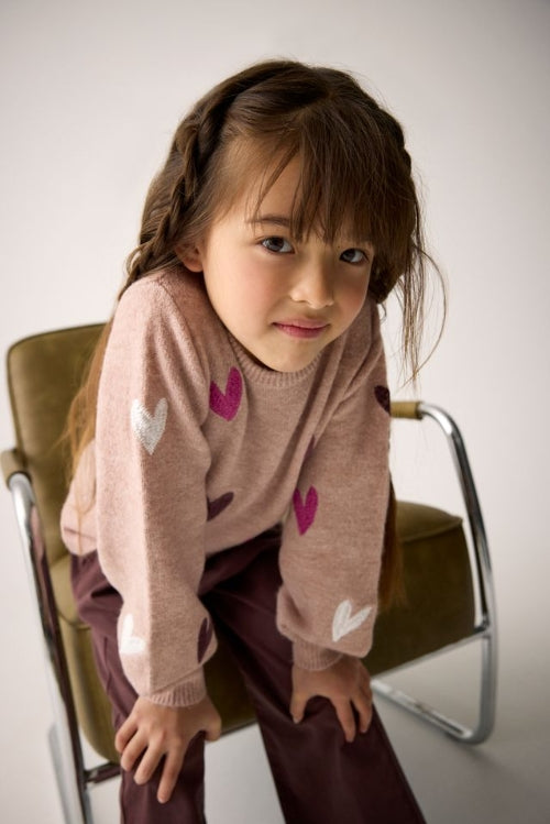 Minymo - Hearts Knit Pullover (Fawn)