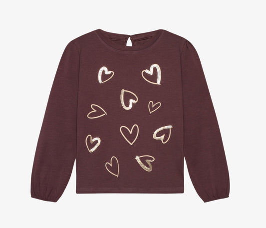 Minymo - Hearts Long Sleeve T-Shirt (Huckleberry)