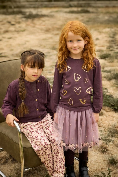 Minymo - Hearts Long Sleeve T-Shirt (Huckleberry)