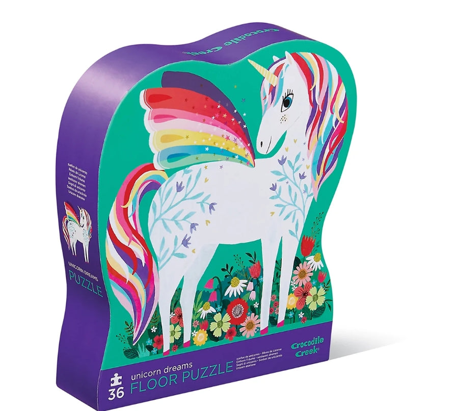 Crocodile Creek - 36pc Shaped Box Puzzle - Unicorn Dreams