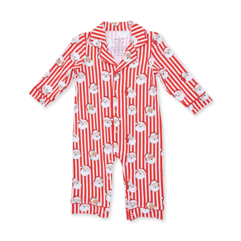Angel Dear - Vintage Santa Stripe Long Sleeve Coat Style Romper