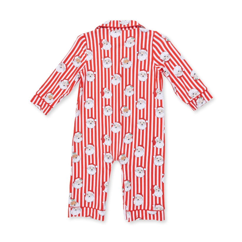 Angel Dear - Vintage Santa Stripe Long Sleeve Coat Style Romper