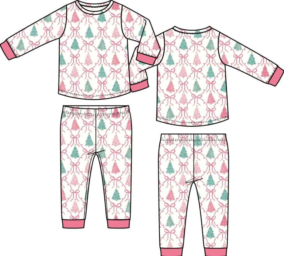 Angel Dear - Bow Trellis Tree L/S Loungewear Set