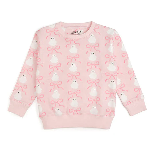 Sweet Wink - Coquette Ghost Halloween Sweatshirt - Pink