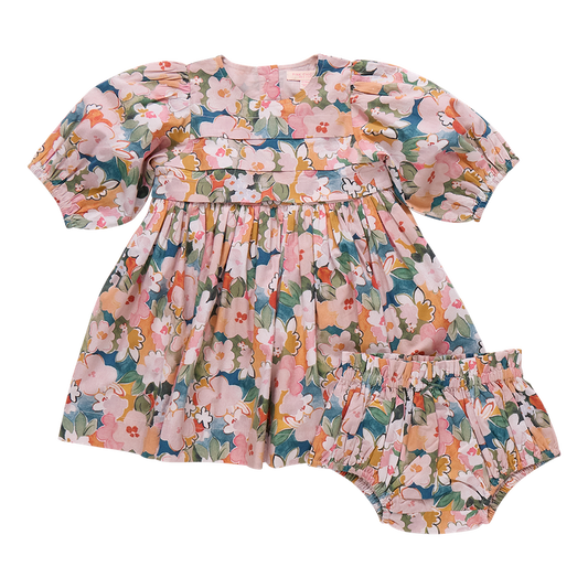 Pink Chicken -  Evelyn Dress Set - Watercolor Floral