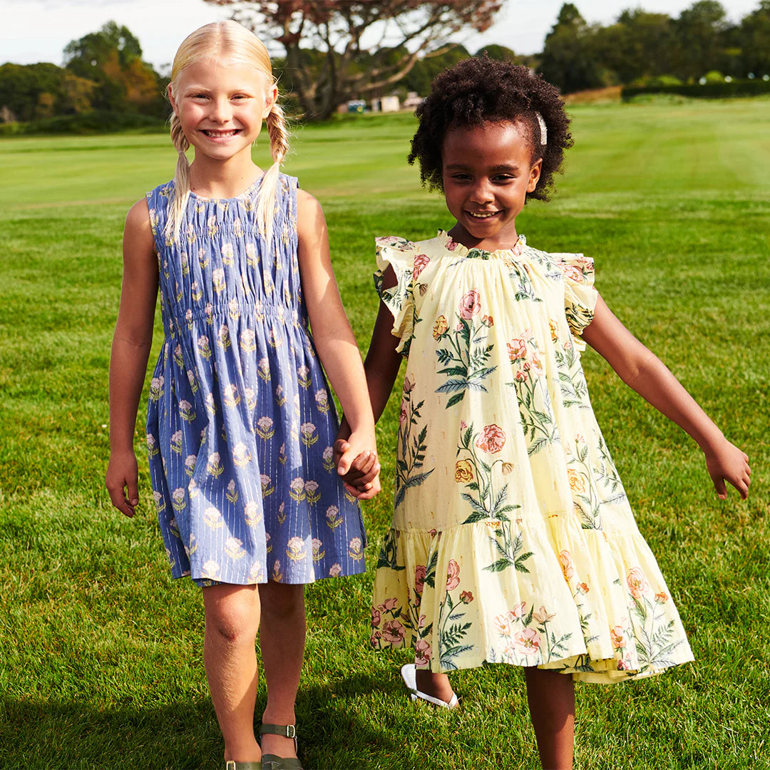 Pink Chicken - Girls Sleeveless Waverly Dress - Periwinkle Small Bud
