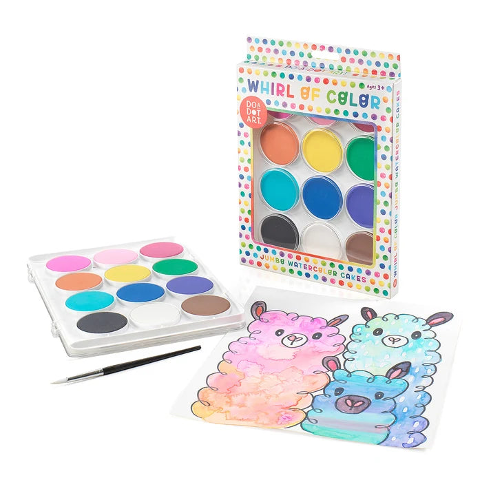 Do-A-Dot-Art -Whirl of Color Jumbo Watercolor Cakes Paint Set – 12 Colors