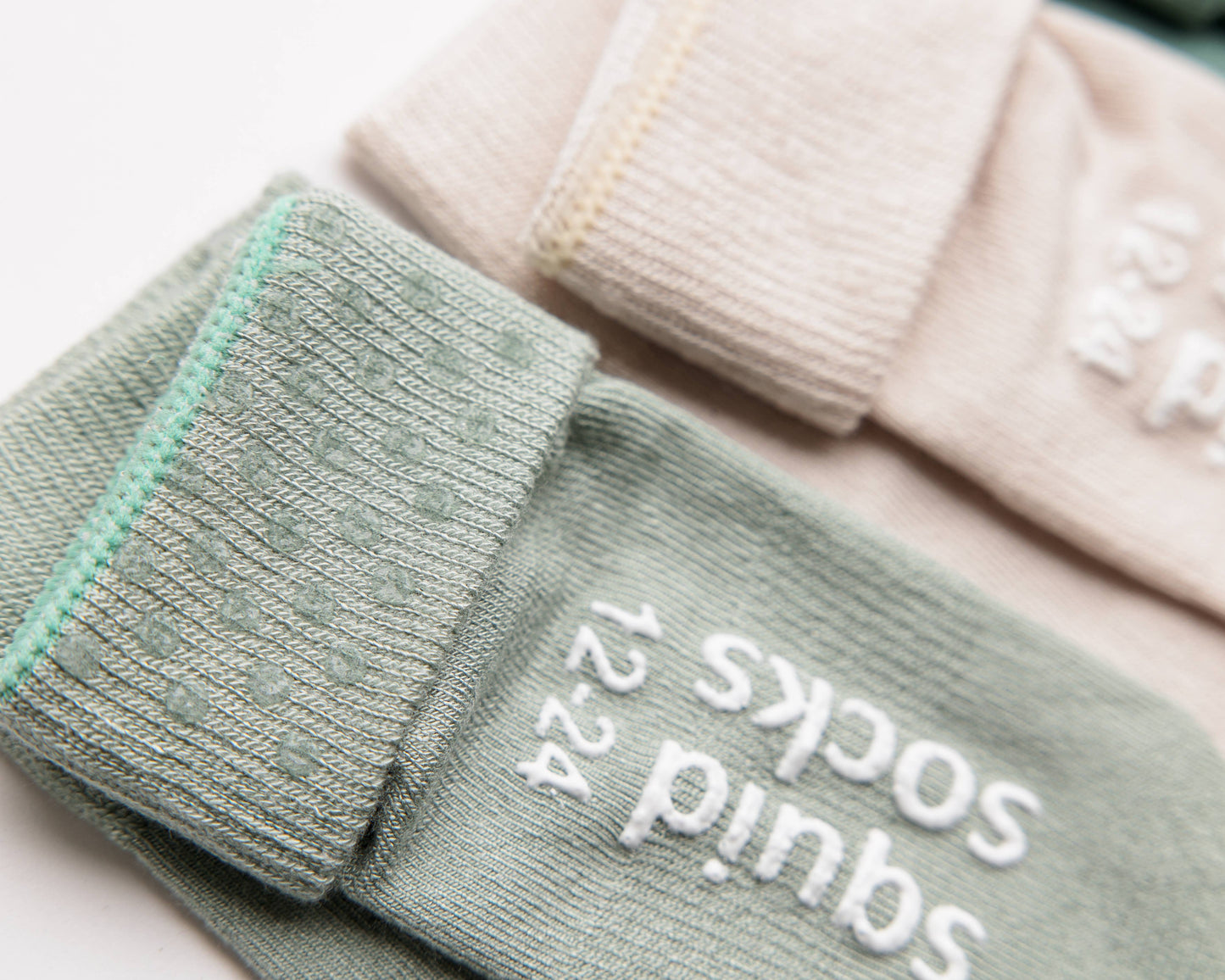 squid socks - Coastal - Non-Slip Baby Socks Stone Gray, Eucalyptus, Thyme
