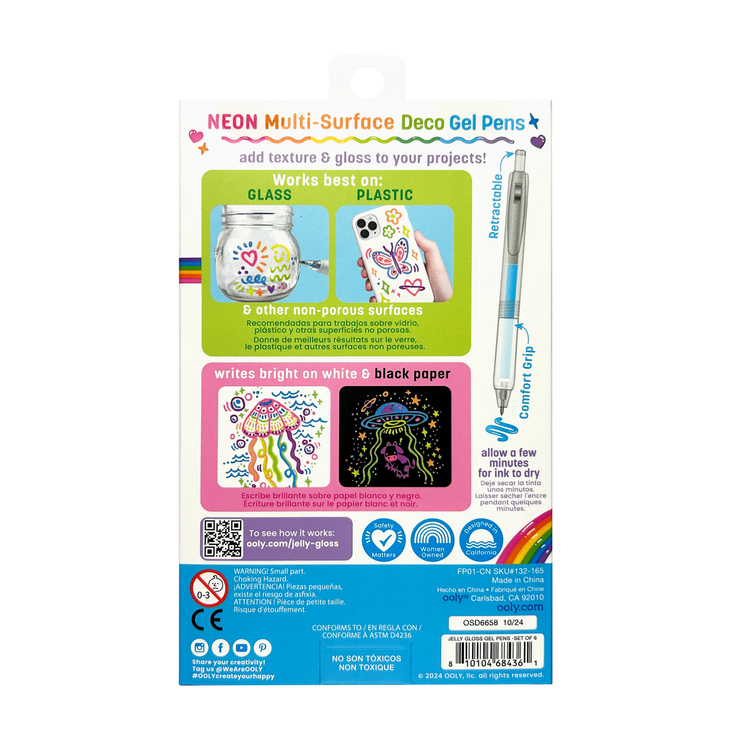 OOLY - Jelly Gloss: Neon Multi-Surface Deco. Gel Pens (Set of 6)
