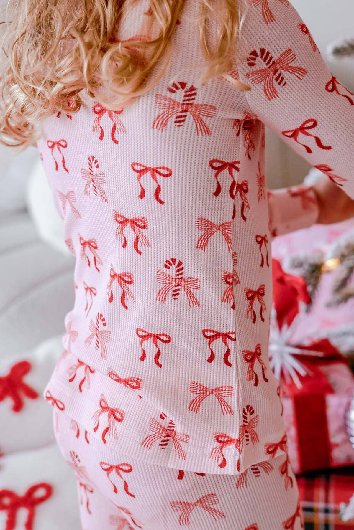 Caden Lane - Christmas Bamboo Waffle Two-Piece Pajama Set | Peppermint Bows