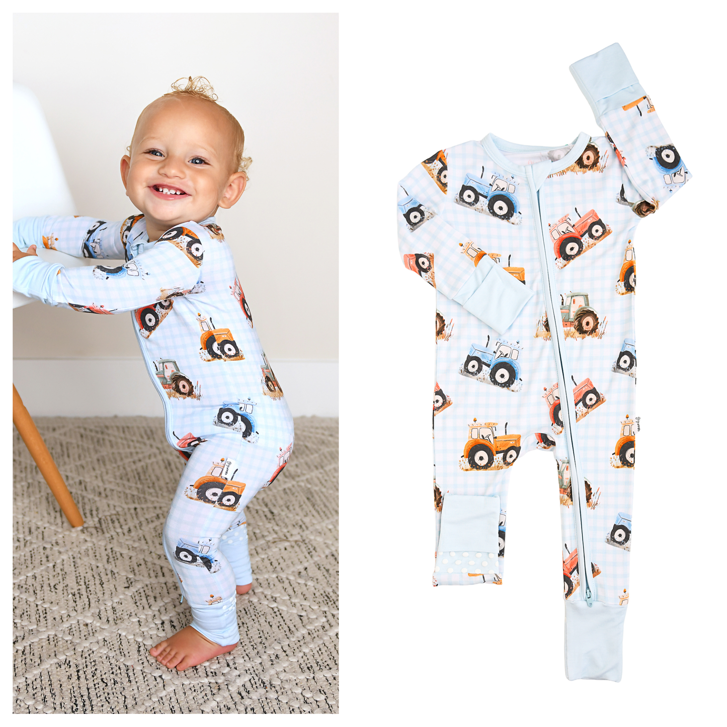 Gigi and Max - Luca ZIP One Piece Tractor Romper PJ