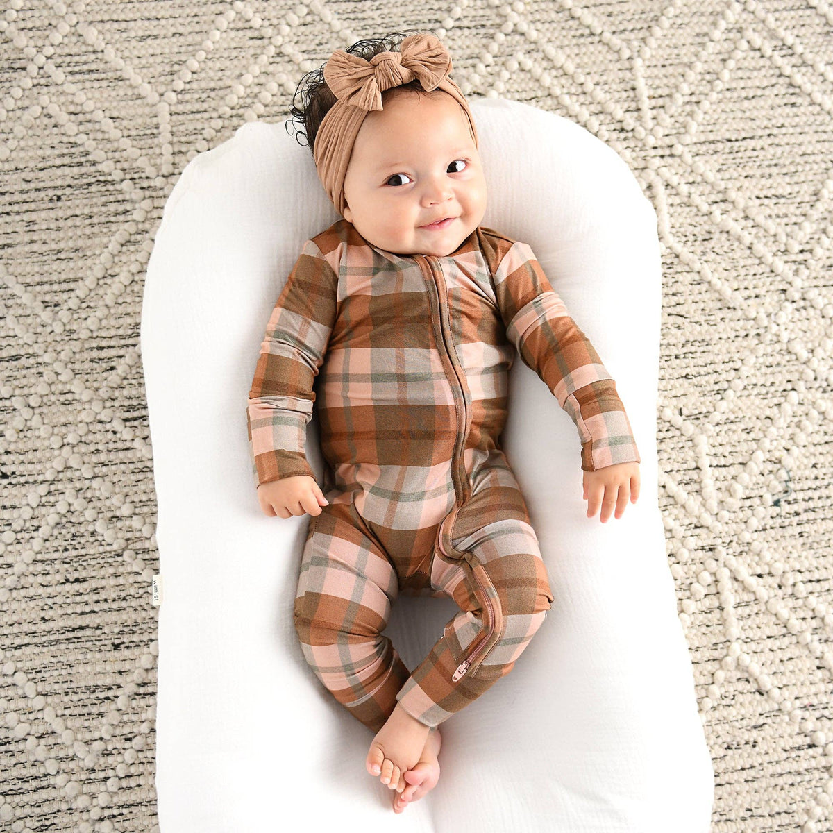 Gigi and Max - Asher Zip Bamboo Plaid Convertible Romper PJ