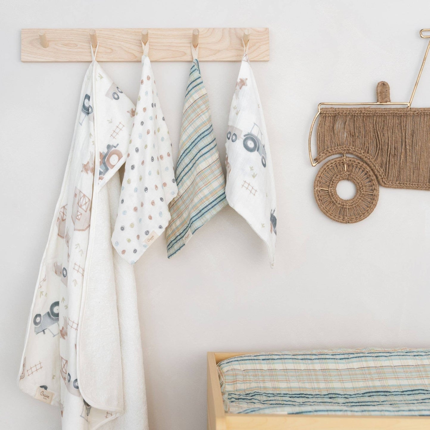 Crane Baby - Charlie Farmhouse Tractor HT/Wash Cloth Set