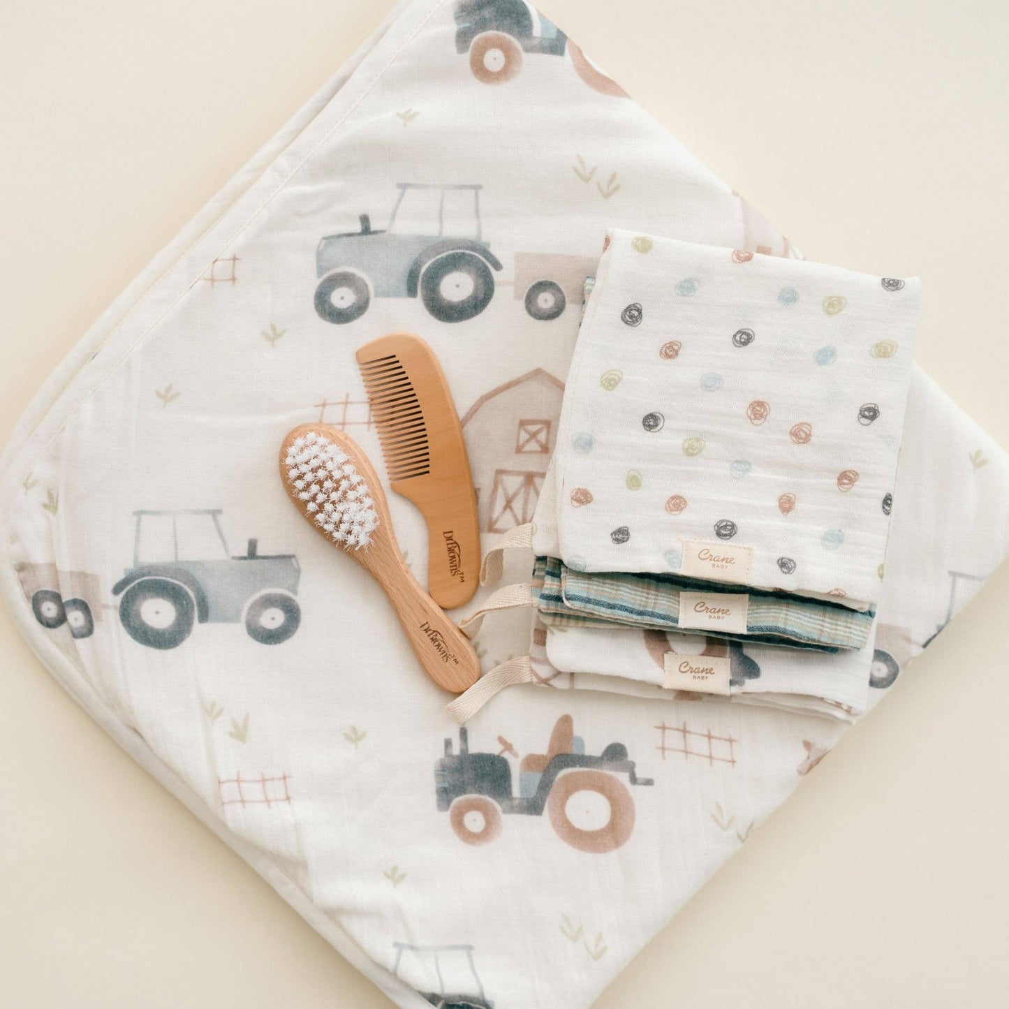 Crane Baby - Charlie Farmhouse Tractor HT/Wash Cloth Set