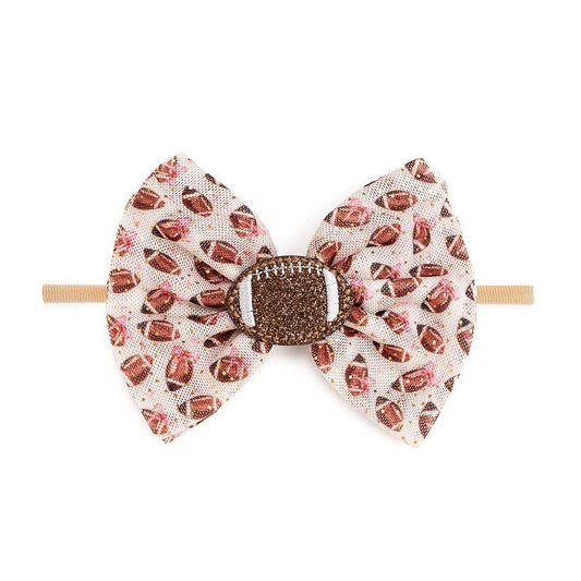 Sweet Wink - Football Cutie Tulle Bow Baby Headband - Hair Bows- Game Day