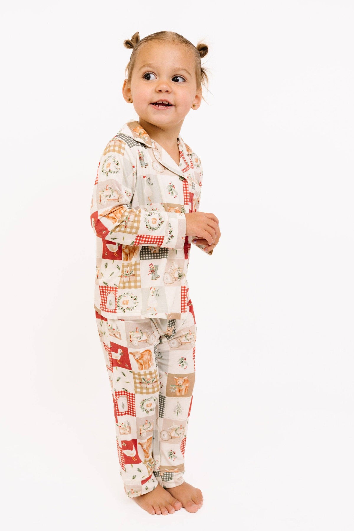 Little One Shop - Country Christmas Kid Long Sleeve Bamboo Button Up Set