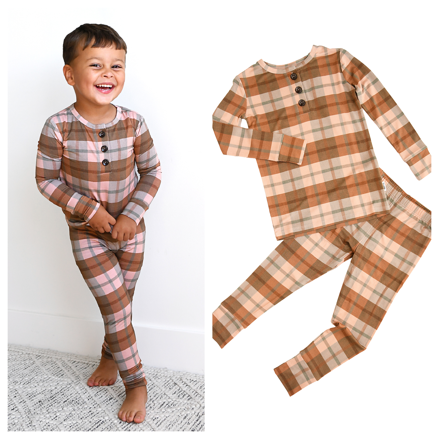Gigi and Max - Asher TWO PIECE Bamboo Plaid PJ Set