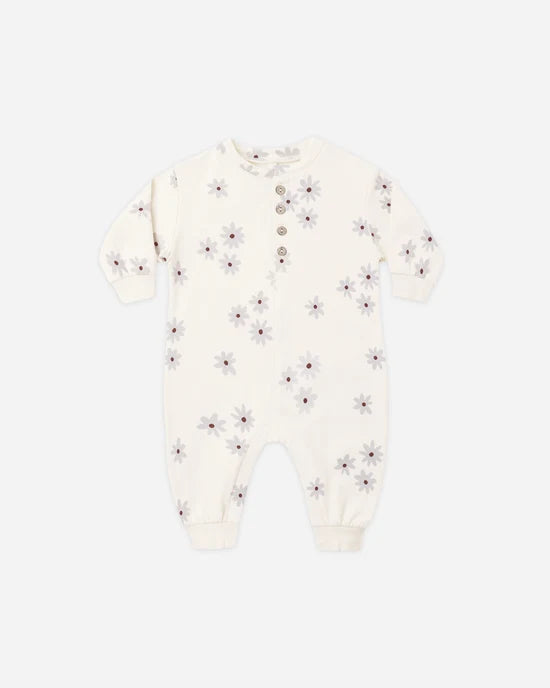 Quincy Mae - Relaxed Fleece Jumpsuit || Blue Daisy