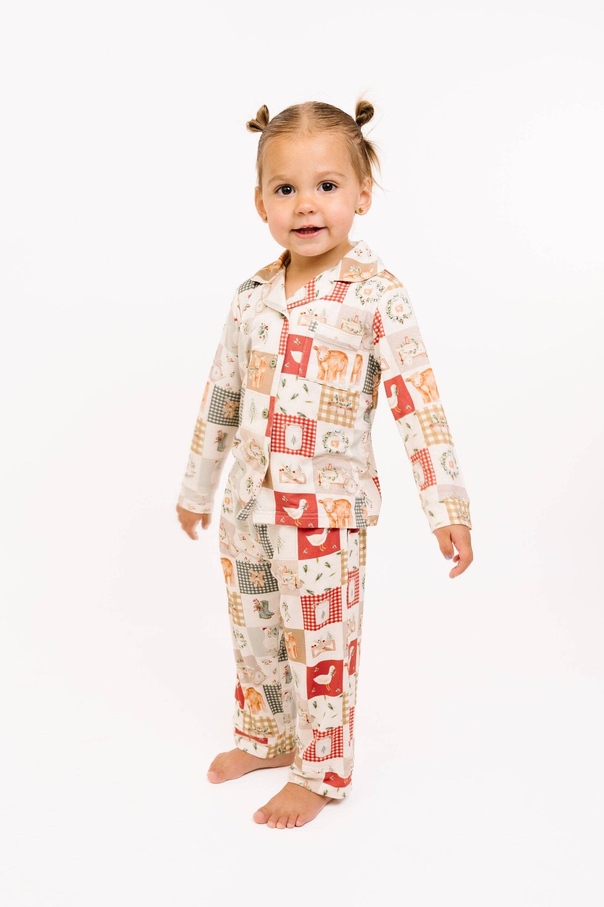 Little One Shop - Country Christmas Kid Long Sleeve Bamboo Button Up Set