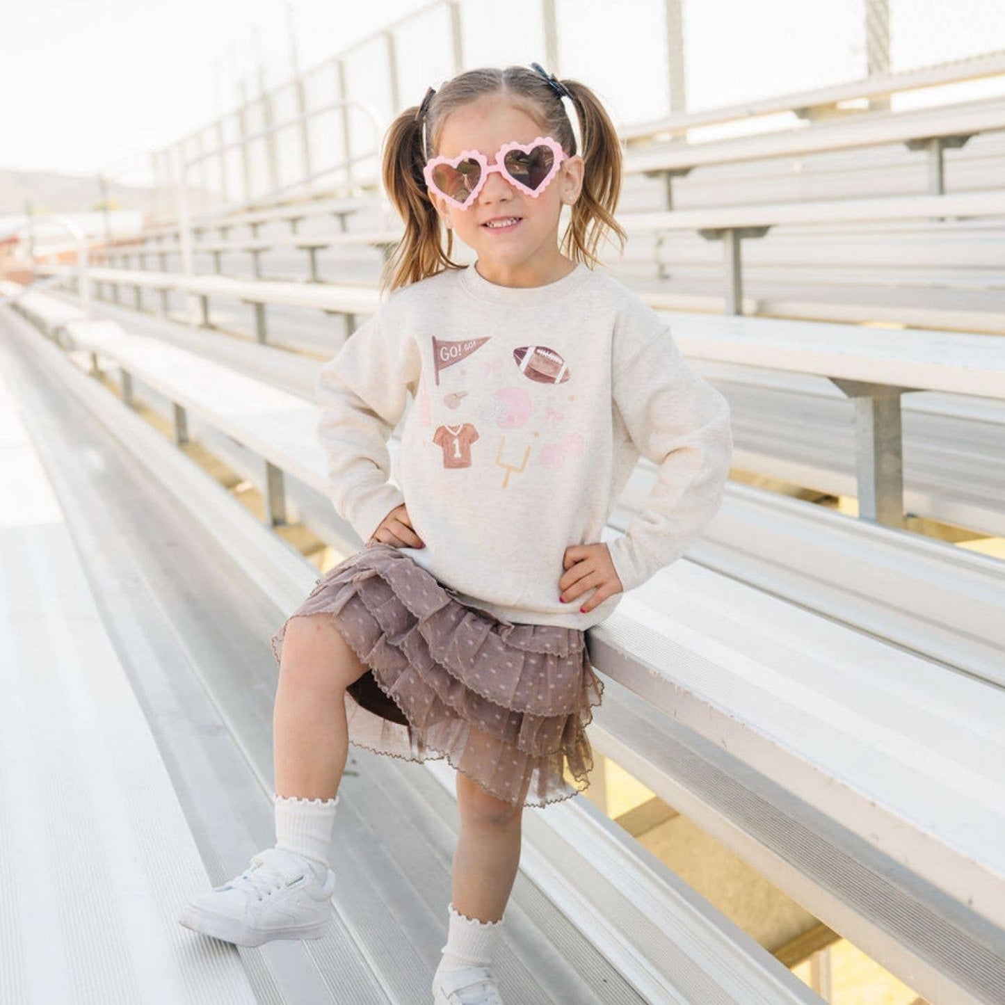 Sweet Wink - Game Day Glitter Bow Clip Set - Football - Kids Hair