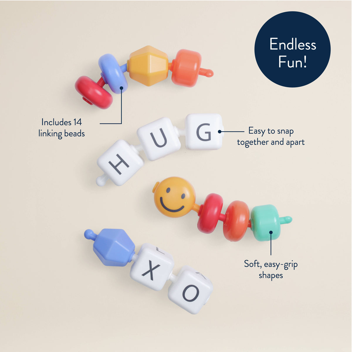 Itzy Ritzy - Connect & Play™ - 14 Sensory Pop Beads - Smile