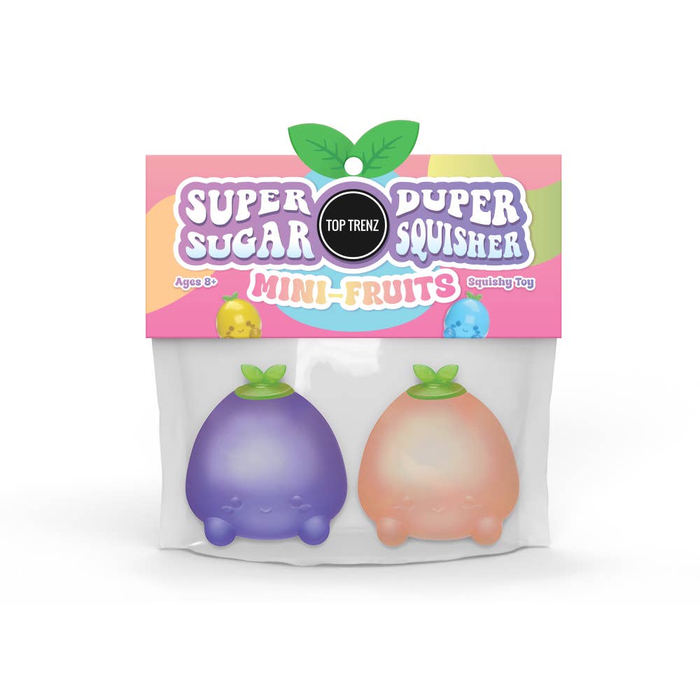 Top Trenz Inc - Super Duper Sugar Squisher - Mini Fruits 2 Pack set | Fidget | Squish (limit 1)