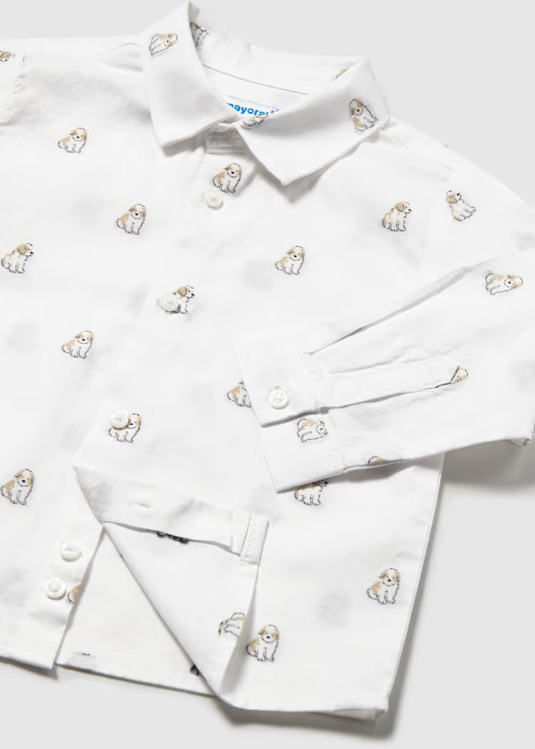 Mayoral - Dog Printed Long Sleeve Button Down (2113)