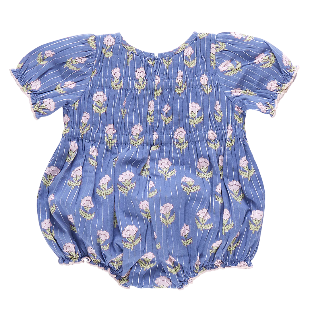 Pink Chicken - Baby Girls Waverly Bubble - Periwinkle Small Bud