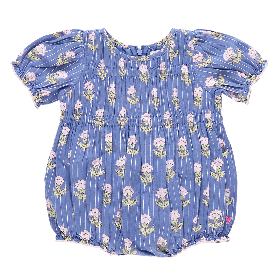 Pink Chicken - Baby Girls Waverly Bubble - Periwinkle Small Bud