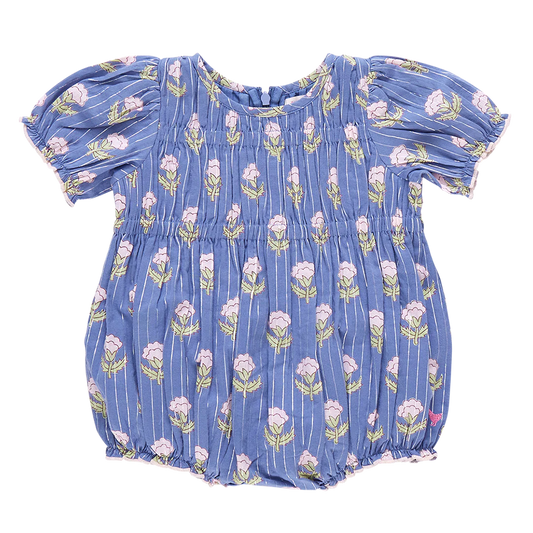 Pink Chicken - Baby Girls Waverly Bubble - Periwinkle Small Bud