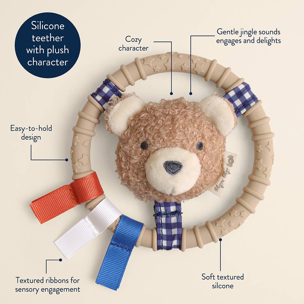 Itzy Ritzy - Itzy Ring Pal™ - Teething Ring with Plush Character: Taupe Bear