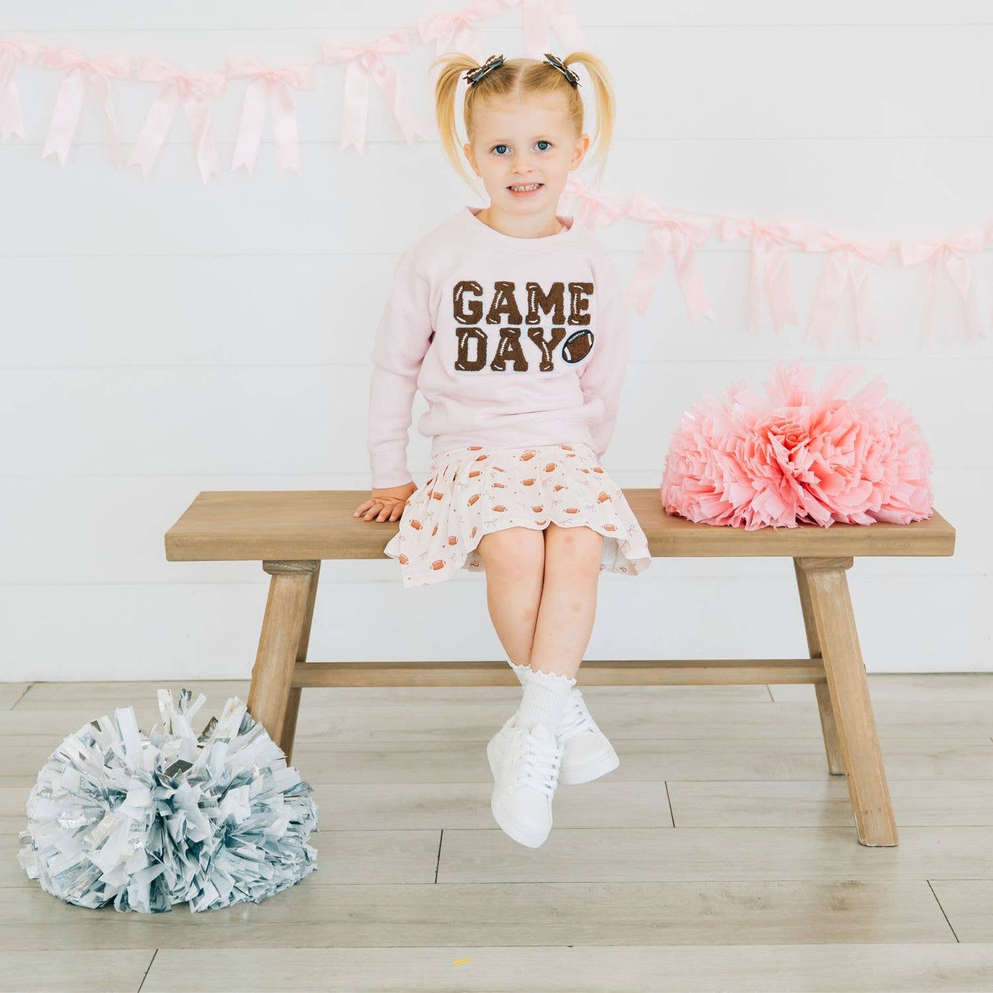 Sweet Wink - Game Day Glitter Bow Clip Set - Football - Kids Hair