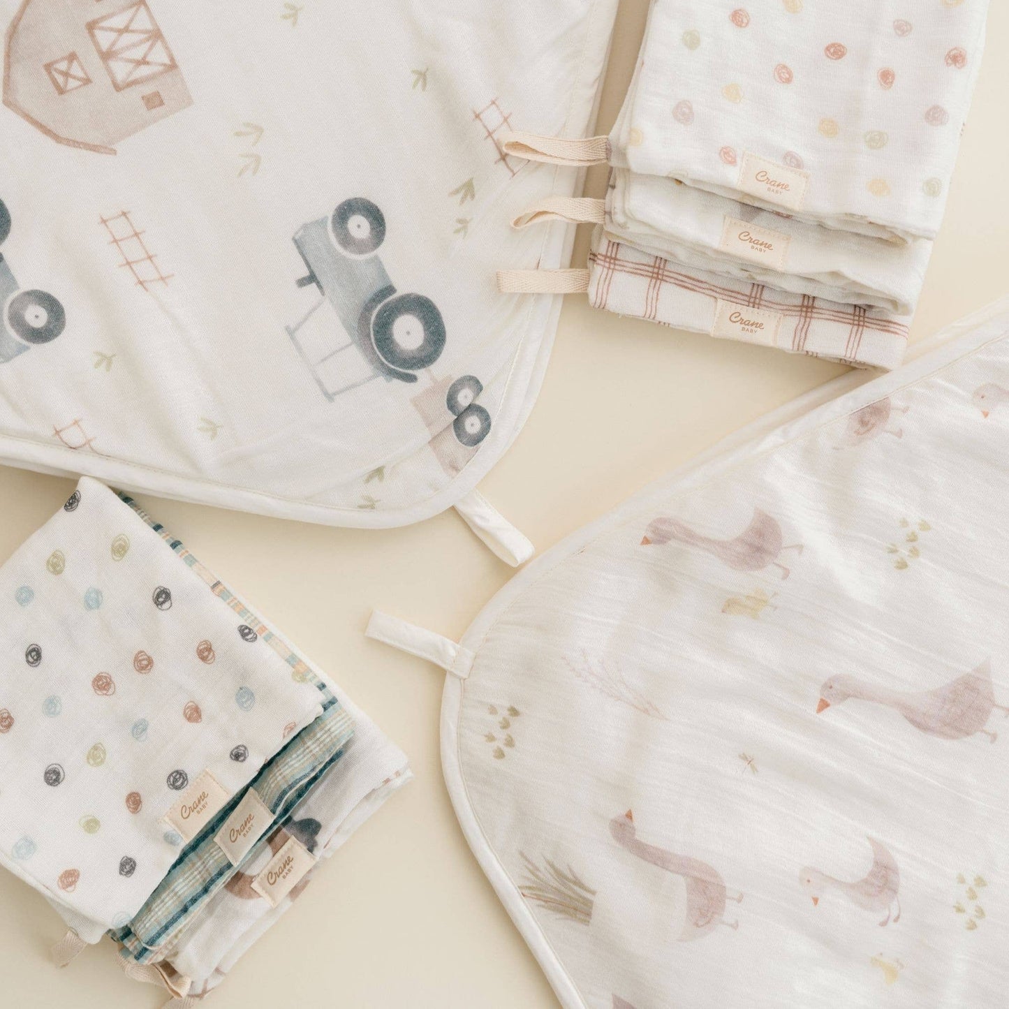 Crane Baby - Charlie Farmhouse Goose HT/Wash Cloth Set