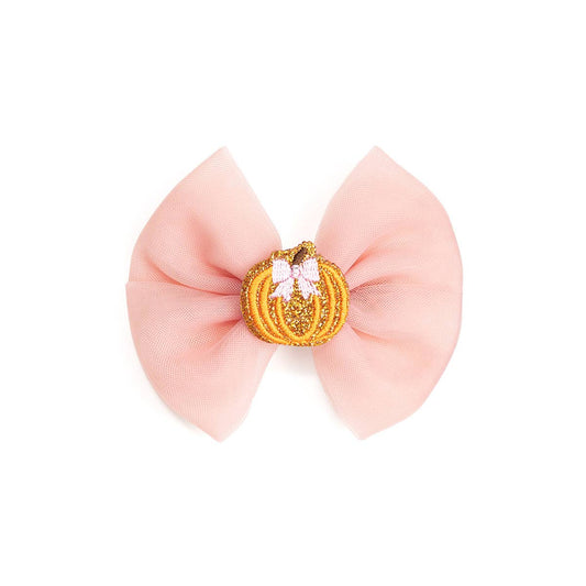 Sweet Wink - Pumpkin Tulle Bow Clip - Hair Bows - Fall